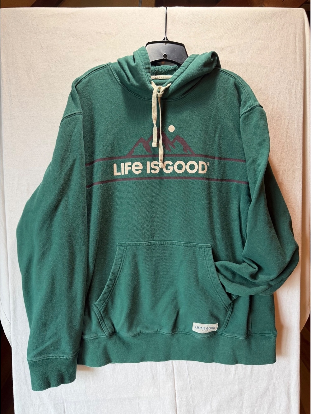 Life is Good Green Pullover Hoodie Sweatshirt XL
